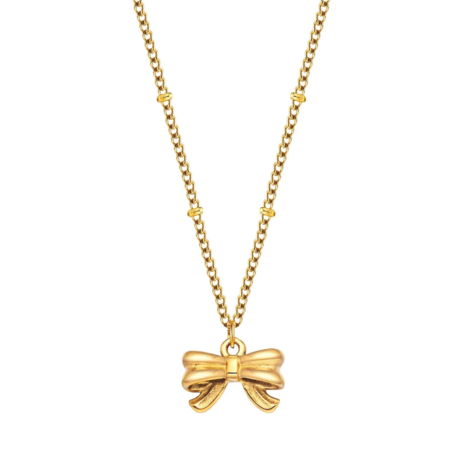 14k Dainty Feminine Bow Necklace - Aryomi
