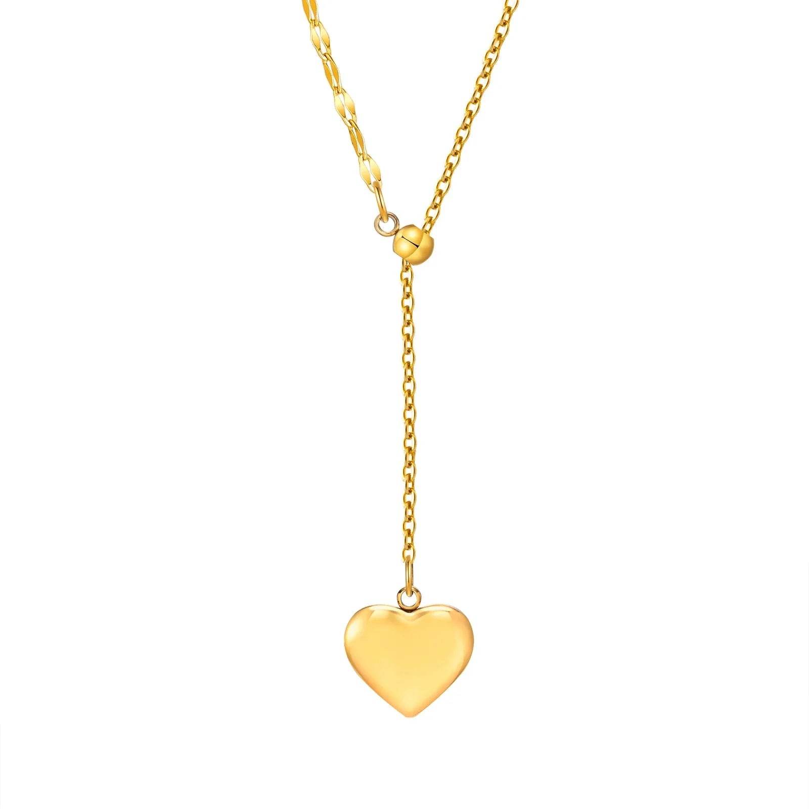 14k Dainty Feminine Heart Dangle Necklace - Aryomi