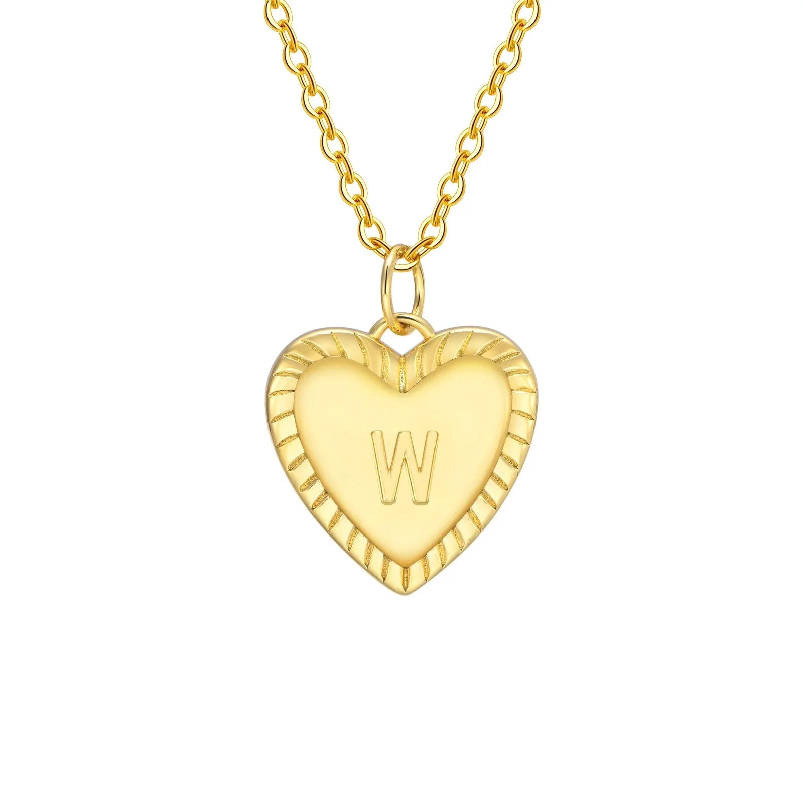 14k Dainty Heart Pendant Letter Initial Necklace - Aryomi