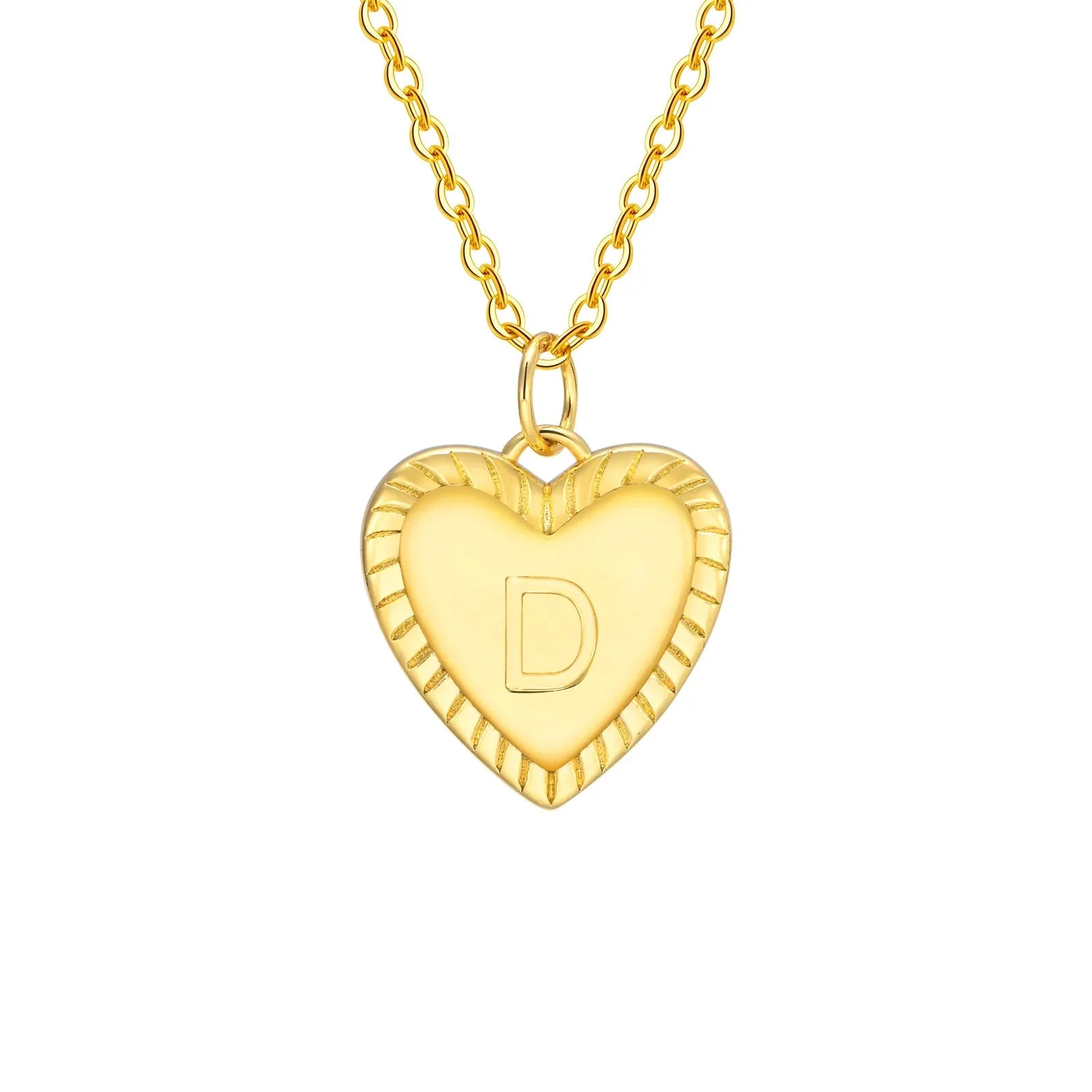 14k Dainty Heart Pendant Letter Initial Necklace - Aryomi