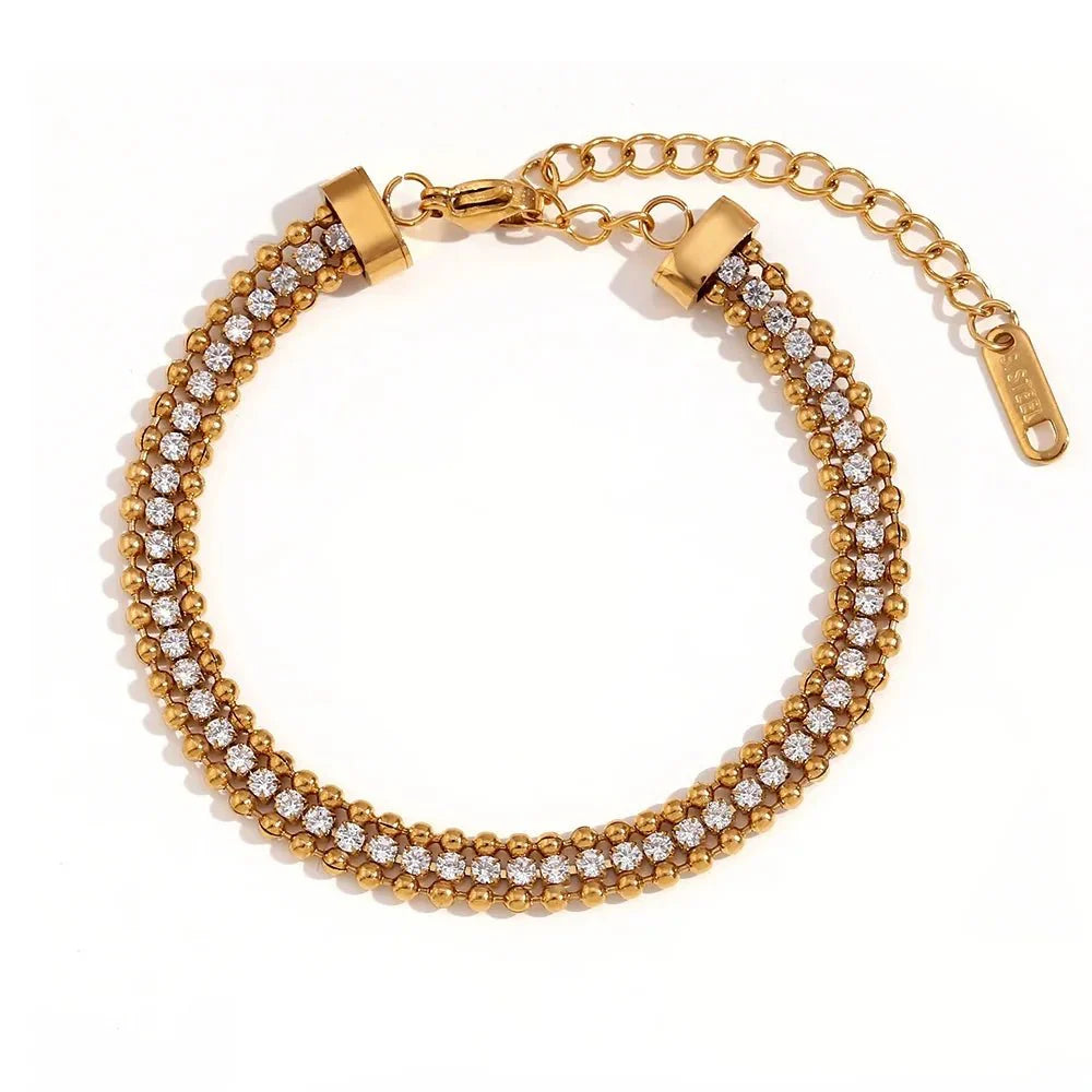18k Accented Diamond Tennis Bracelet - Aryomi