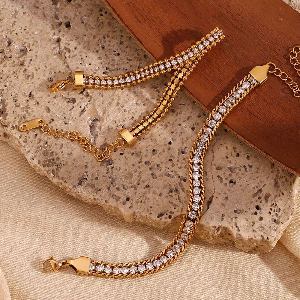 18k Accented Diamond Tennis Bracelet - Aryomi
