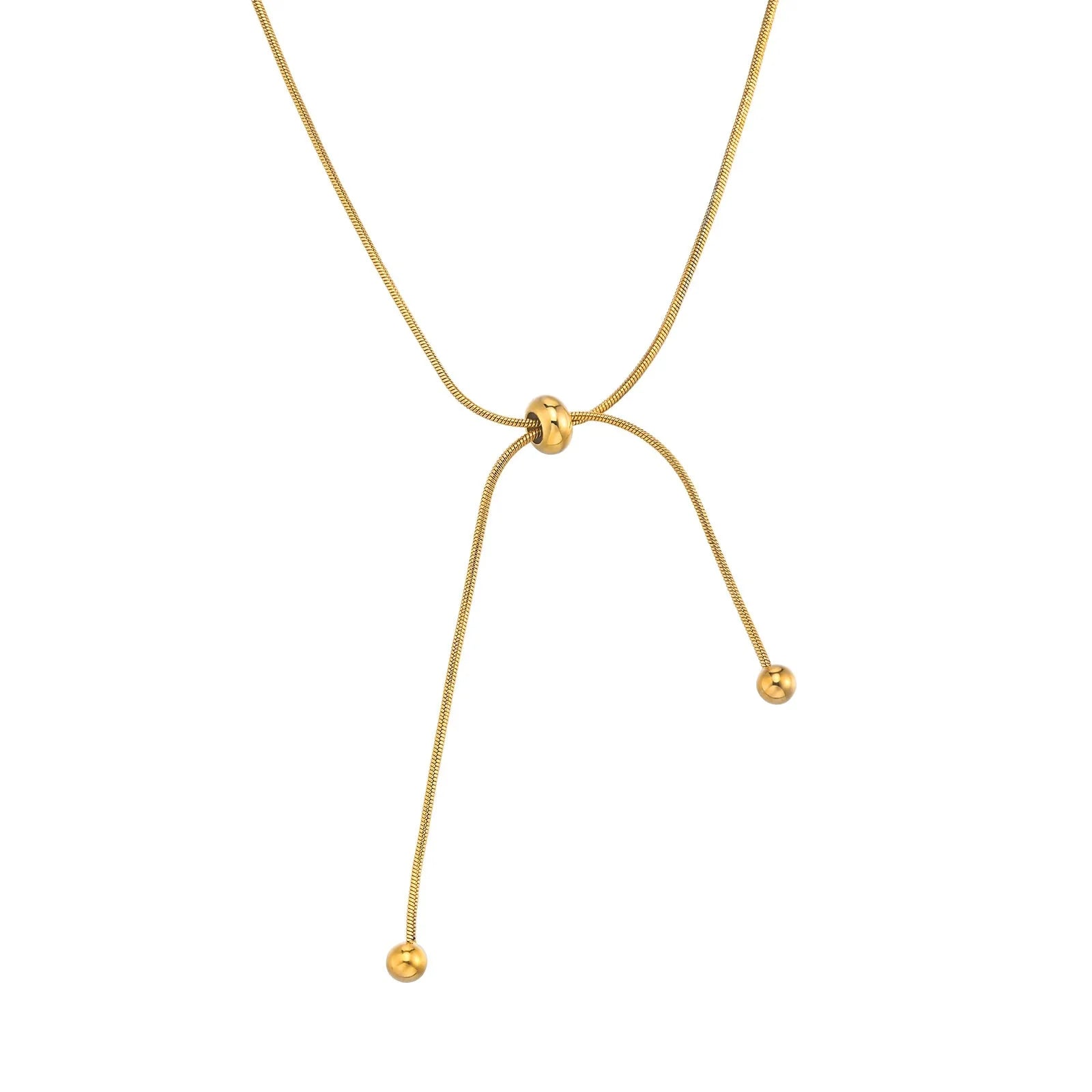 18k Adjustable Tassel Snake Chain Necklace - Aryomi