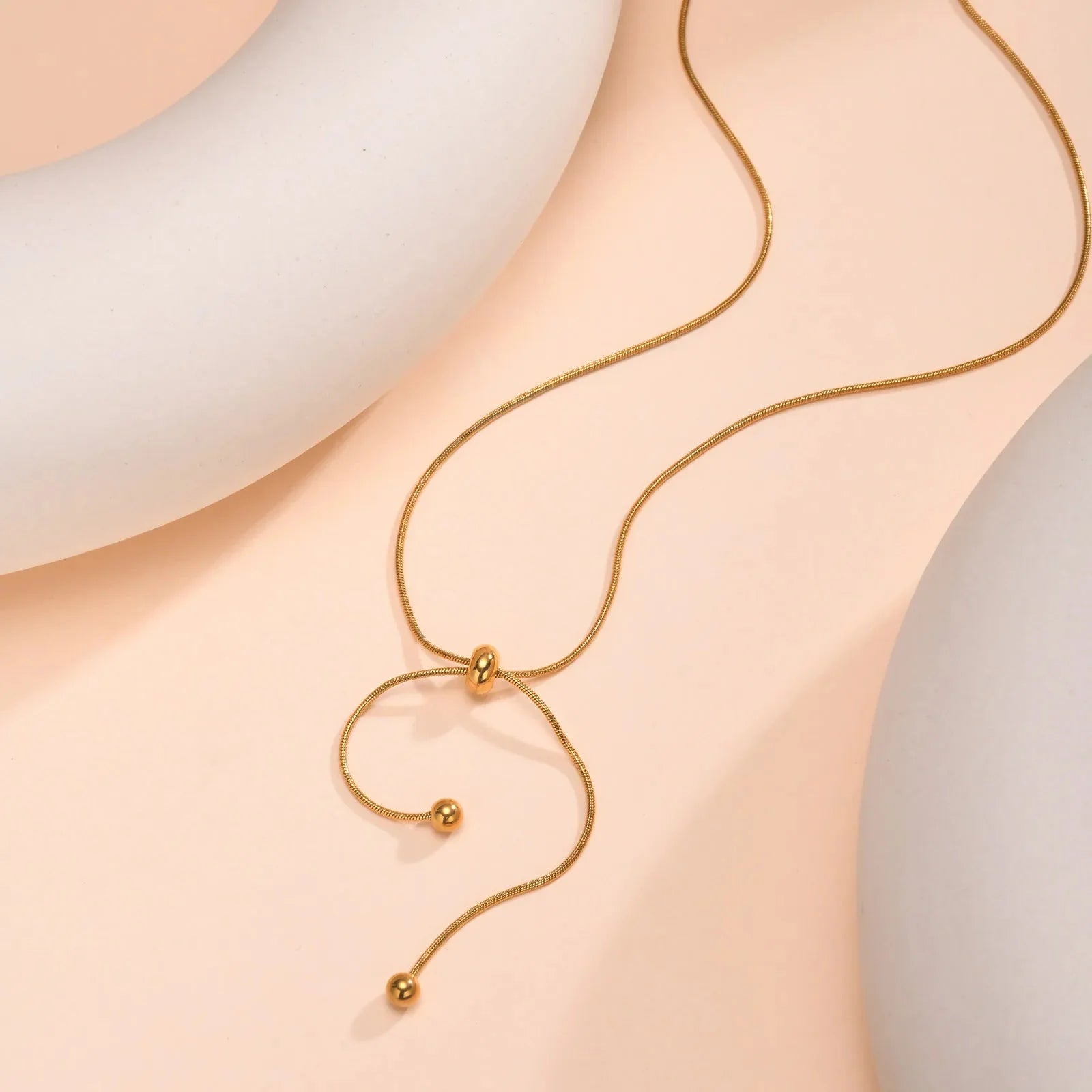 18k Adjustable Tassel Snake Chain Necklace - Aryomi