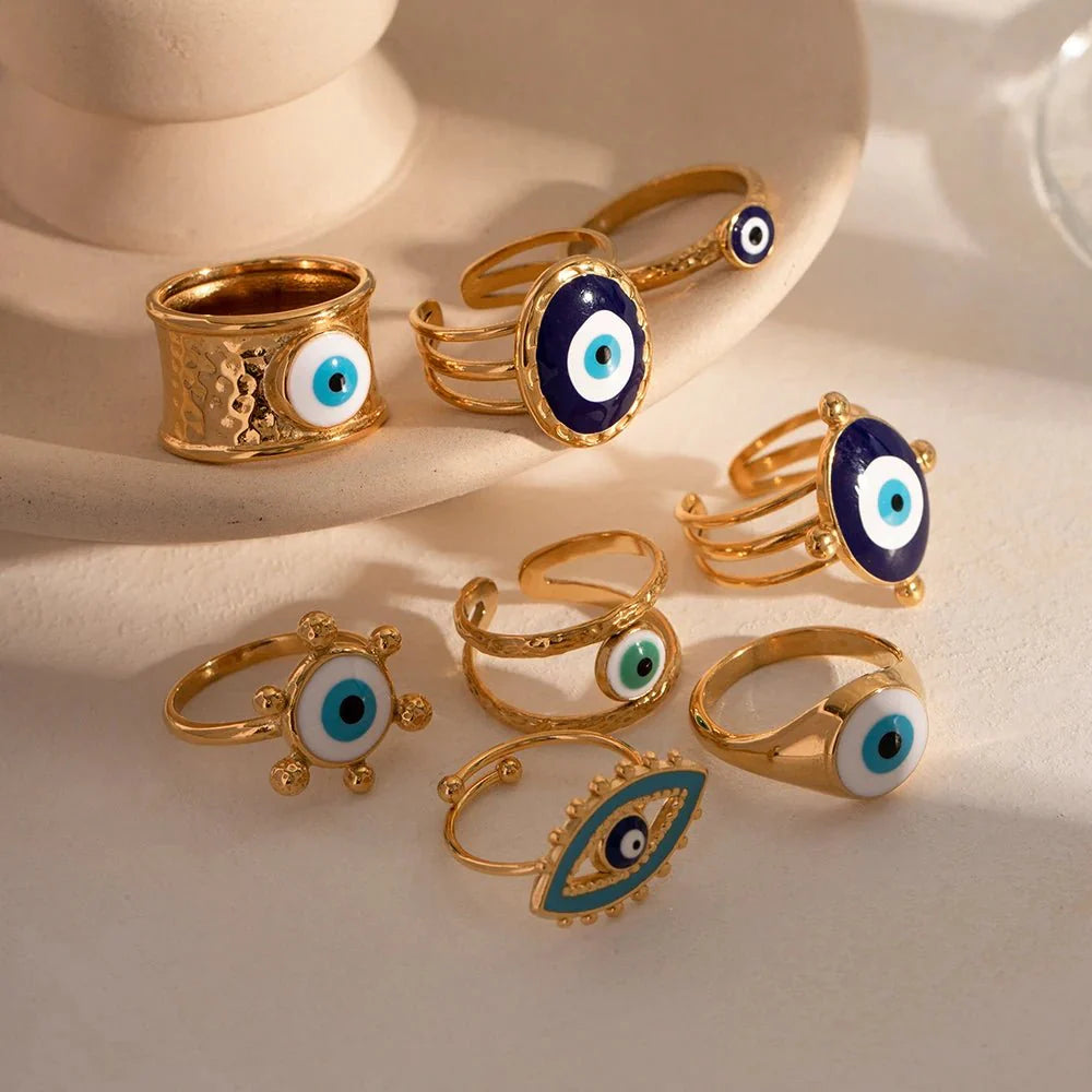 18k Bohemian Evil Eye Rings - Aryomi