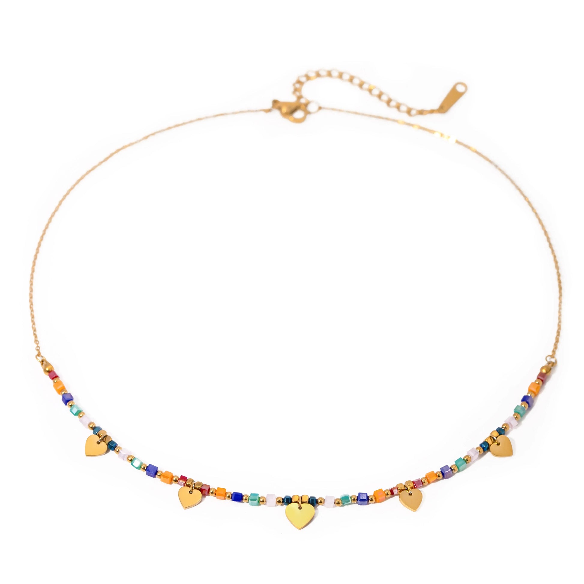 18k Boho Inspired Colorful Heart Necklace - Aryomi