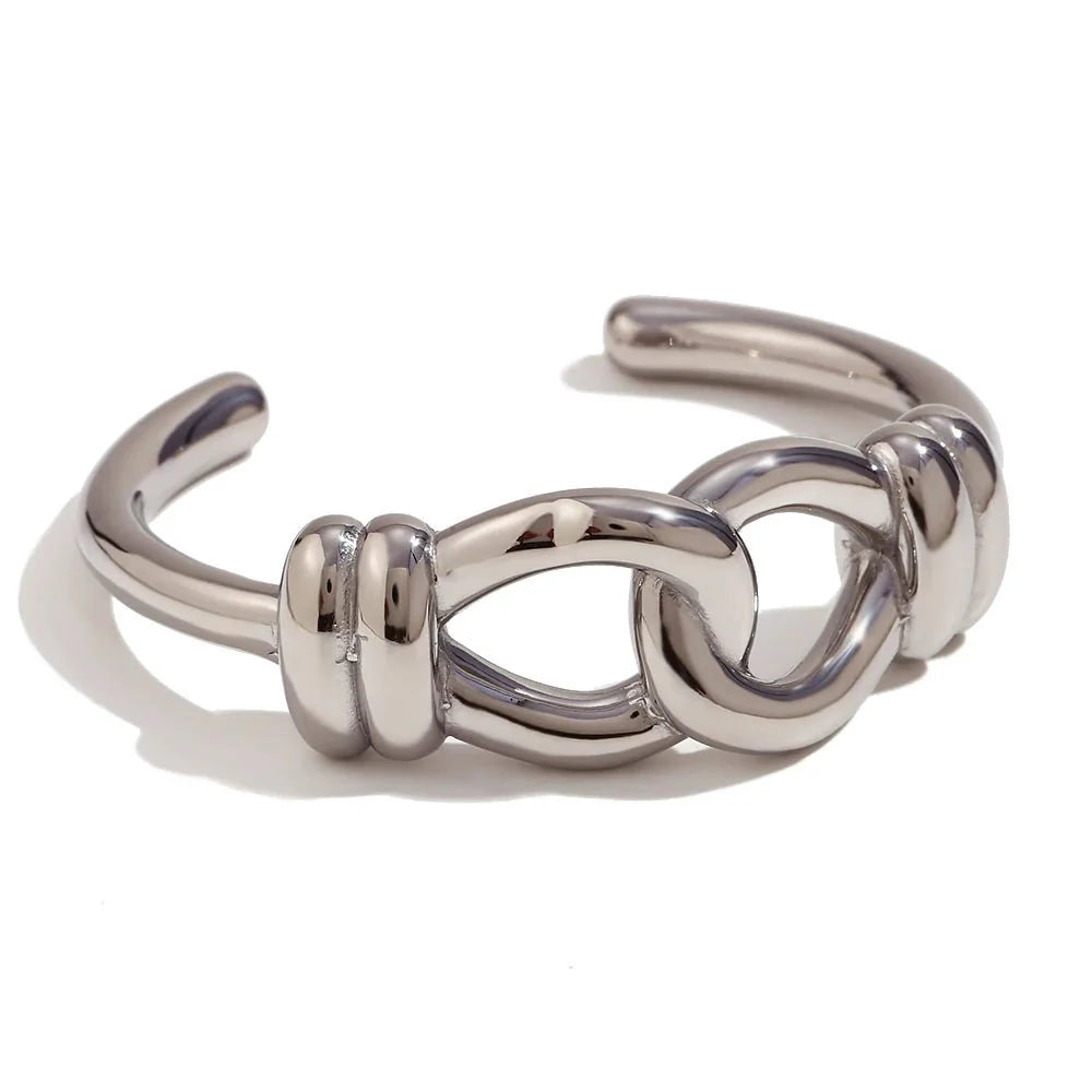 18k Chunky Buckle Open Bangle Bracelet - Aryomi