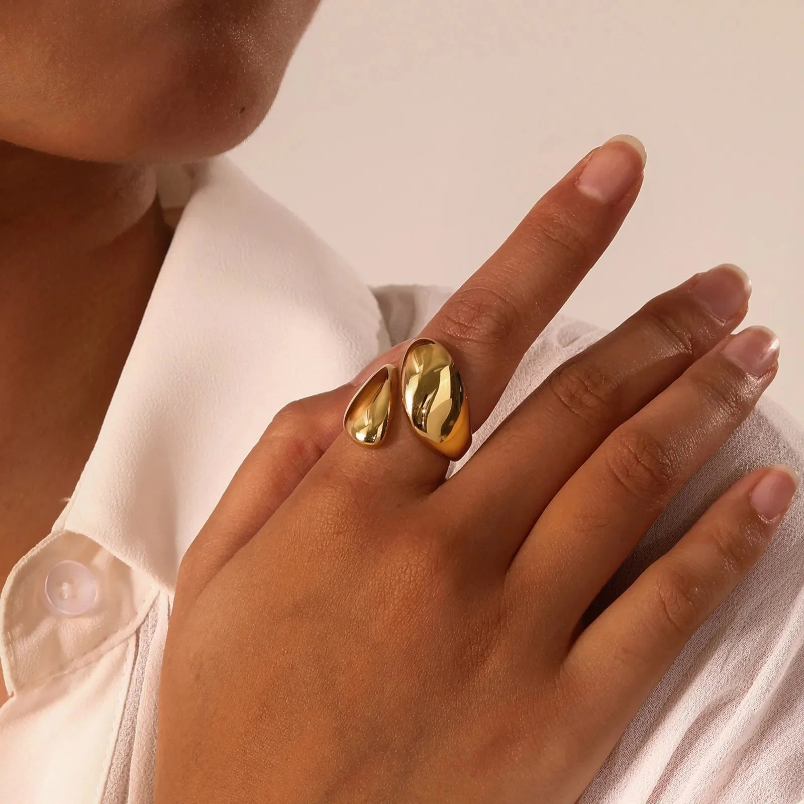 18k Chunky Droplet Wrap Around Ring - Aryomi