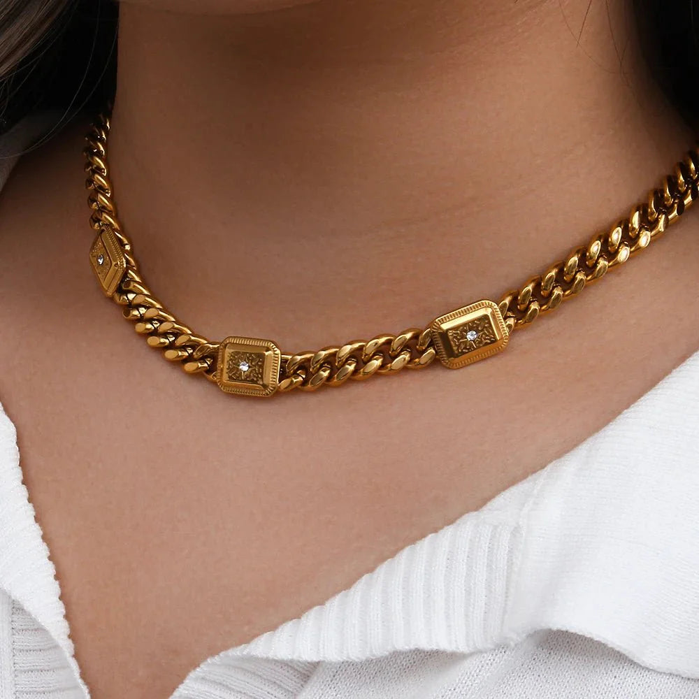 18k Cuban North Star Tarot Necklace and Earring Set - Aryomi