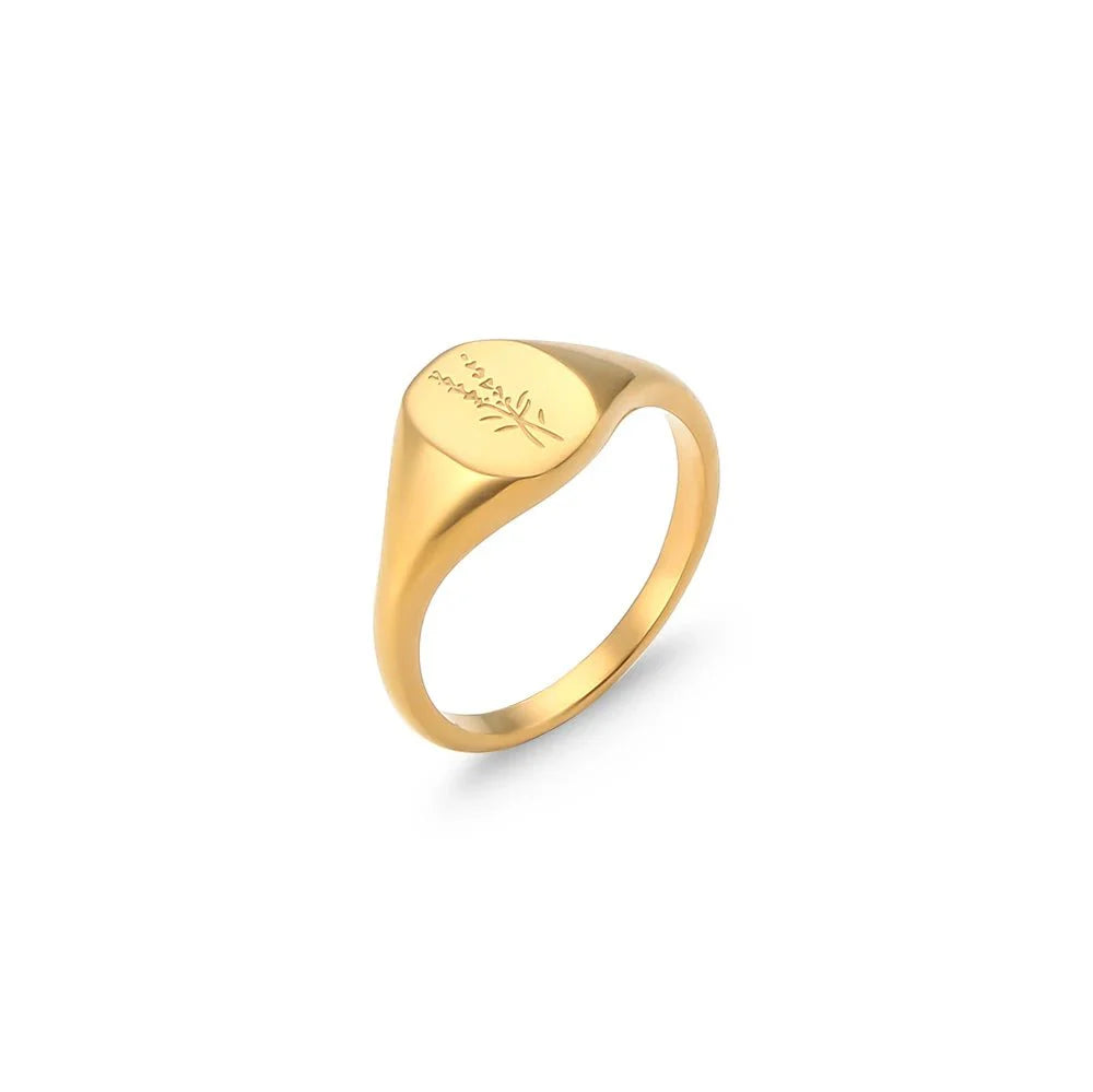 18k Dainty Floral Signet Rings - Aryomi