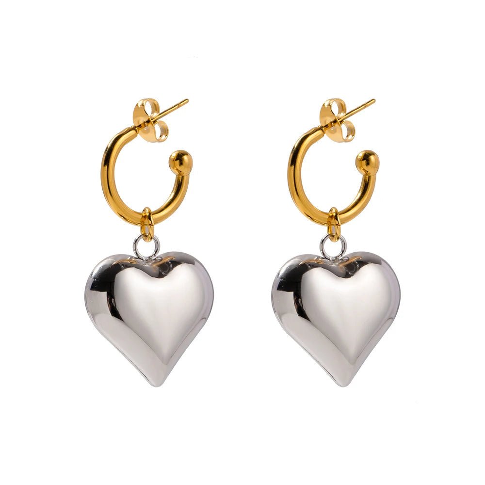 18k Dainty Heart Hoops Earrings - Aryomi
