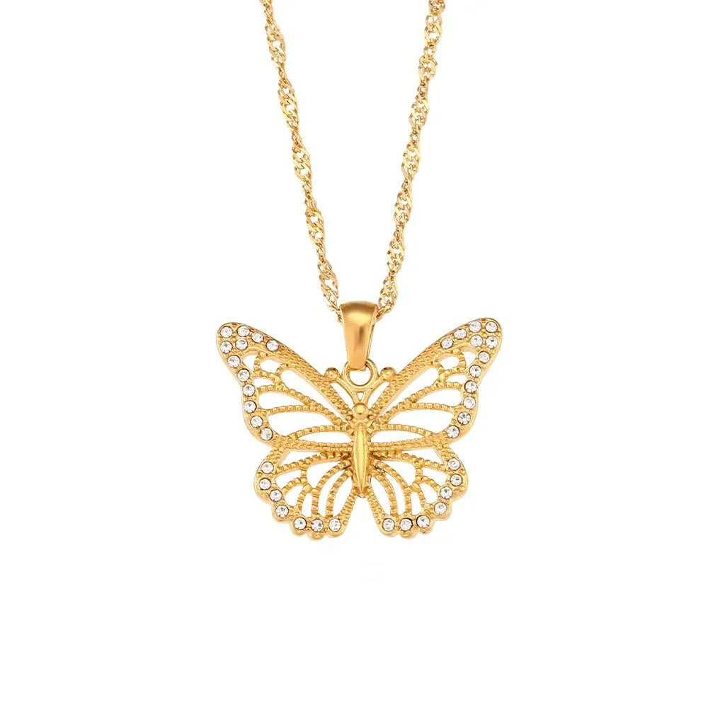 18k Diamond Accented Butterfly Necklace - Aryomi