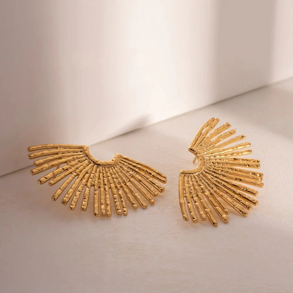 18k Half Sunshine Dainty Earrings - Aryomi