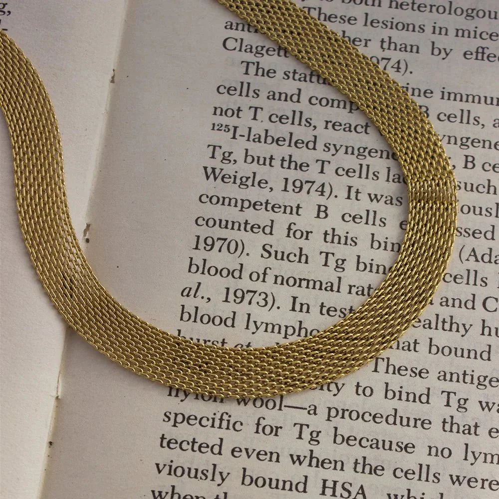 18k Layered Gold Mesh Choker Necklace and Bracelet - Aryomi