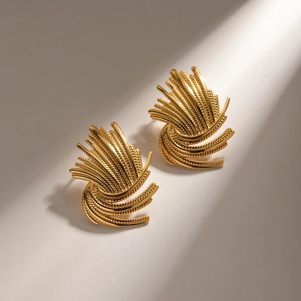 18k Spiraling Braided Dainty Earrings - Aryomi