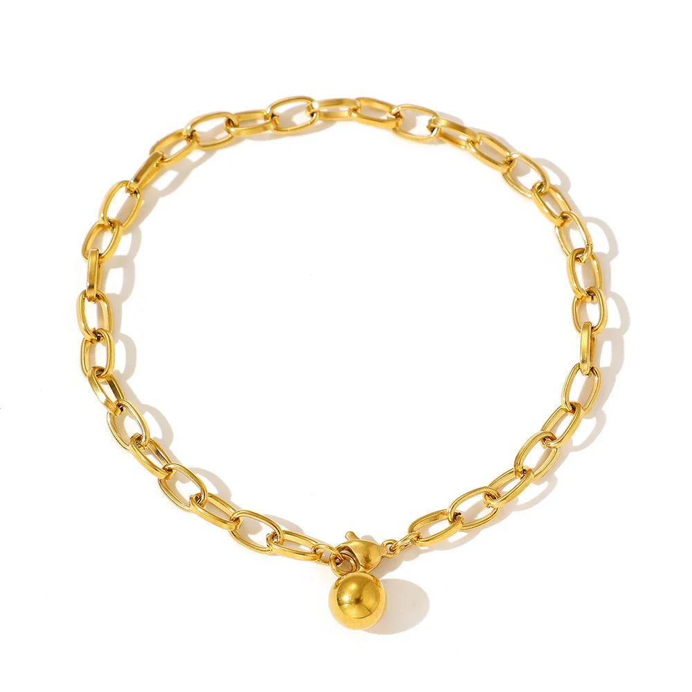 Chunky Paperclip Tassel Ball Bracelet