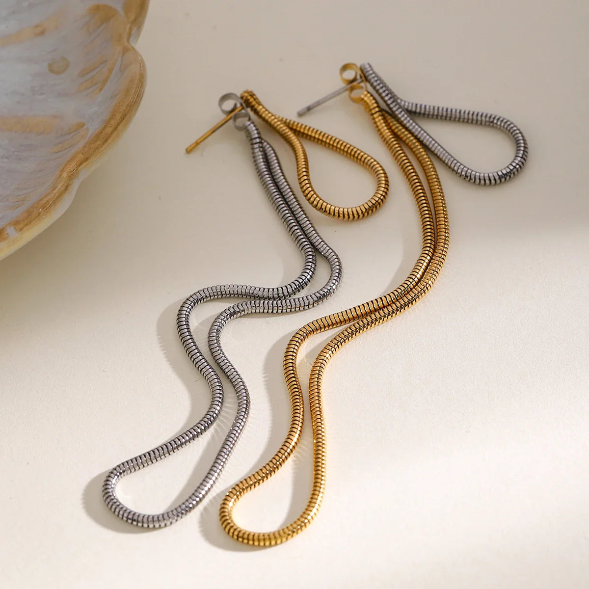 Classy Snake Chain Tassel Stud Earrings