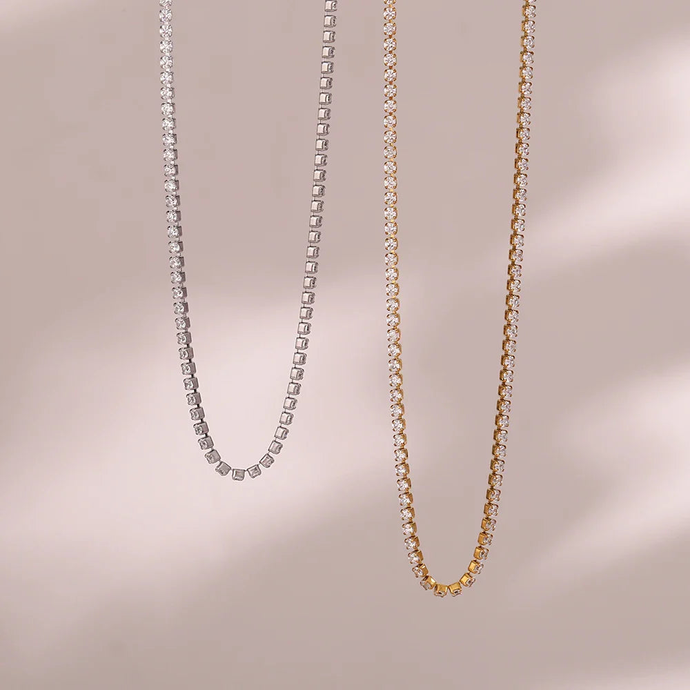 2mm Dainty Tennis Chain Bracelet and Necklace