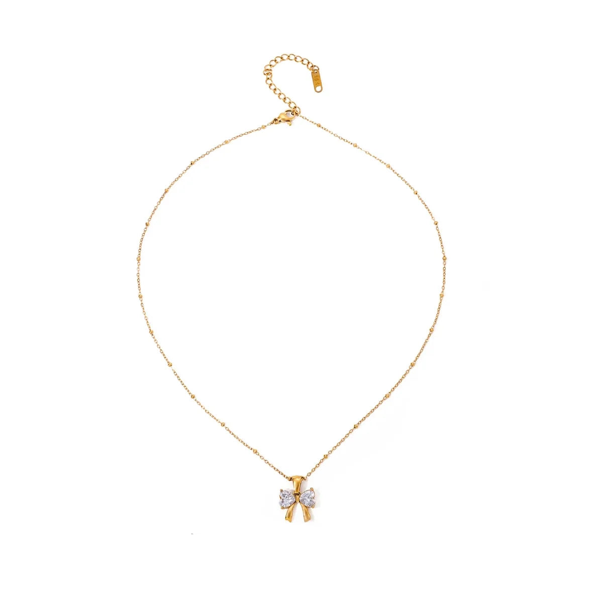 Dainty Feminine Diamond Bow Necklace