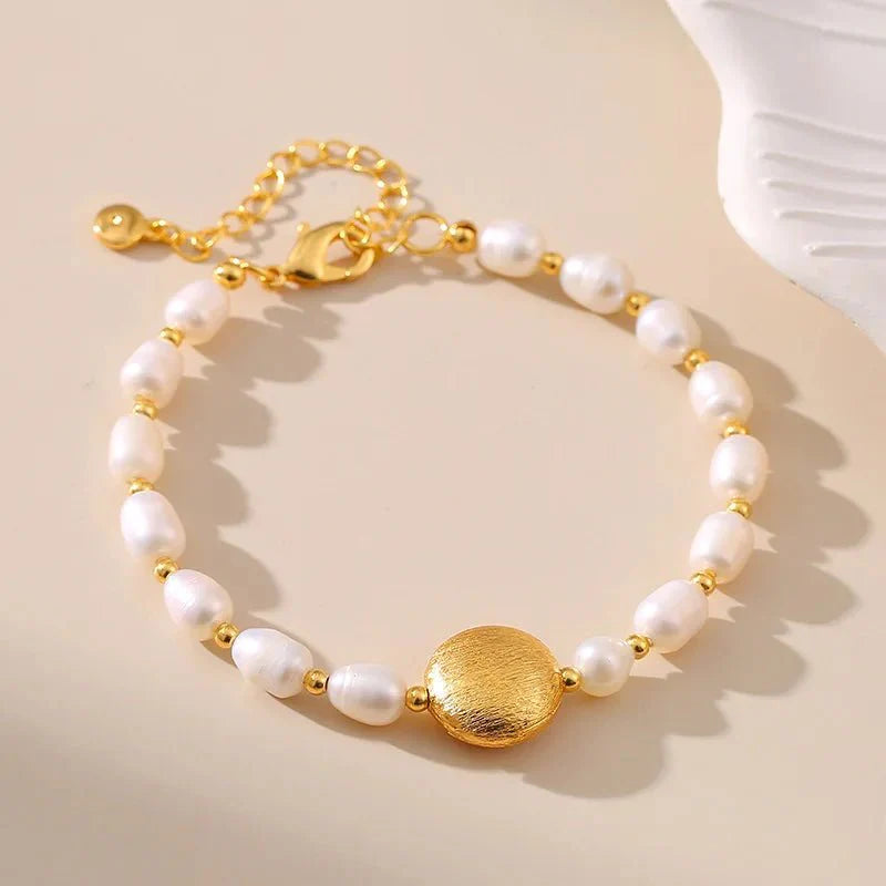 Boho Gold Accented Pearl Bracelets - Aryomi
