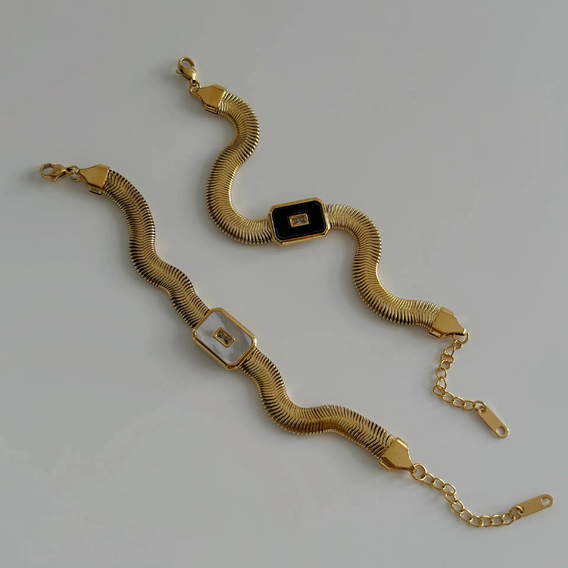 Chunky Chain & Herringbone Bracelets - Aryomi