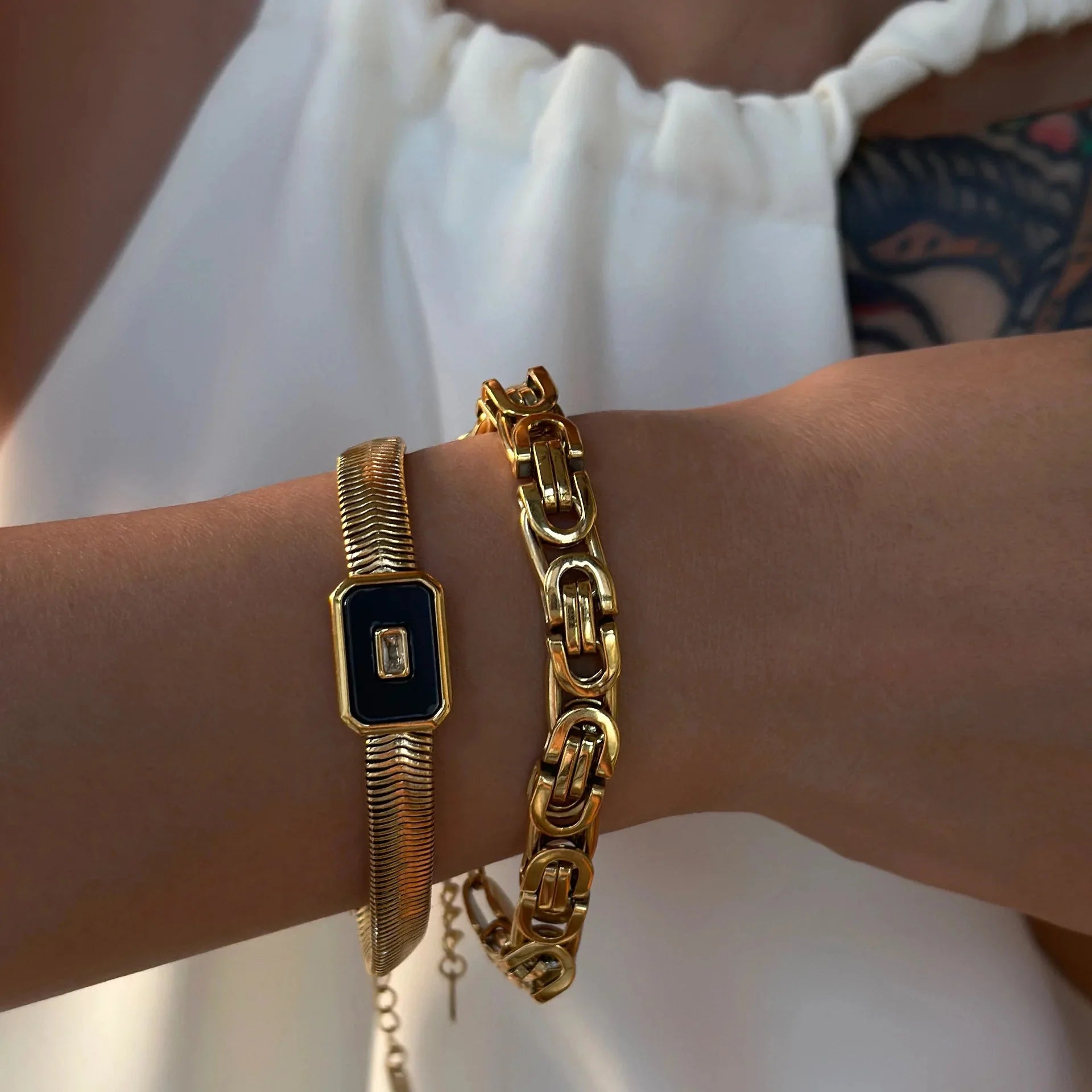Chunky Chain & Herringbone Bracelets - Aryomi