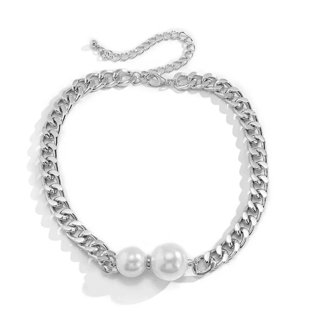 Cuban Link Chain Pearl Ends Necklace - Aryomi