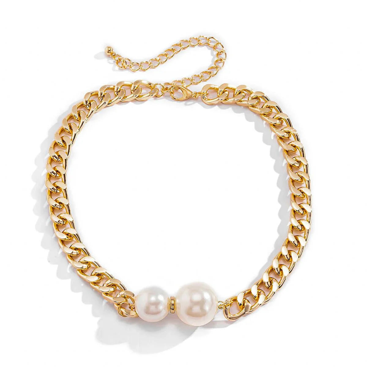 Cuban Link Chain Pearl Ends Necklace - Aryomi