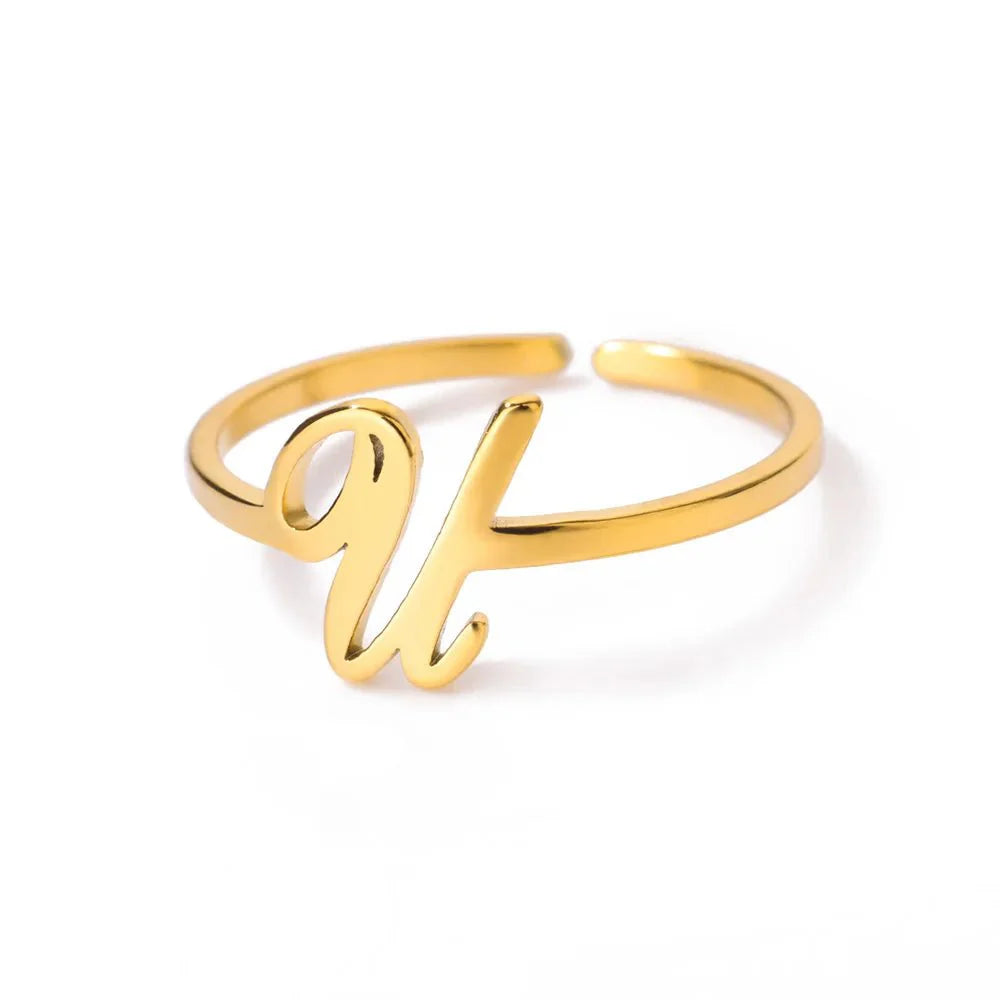Dainty Adjustable Classy Letter Initial Rings - Aryomi