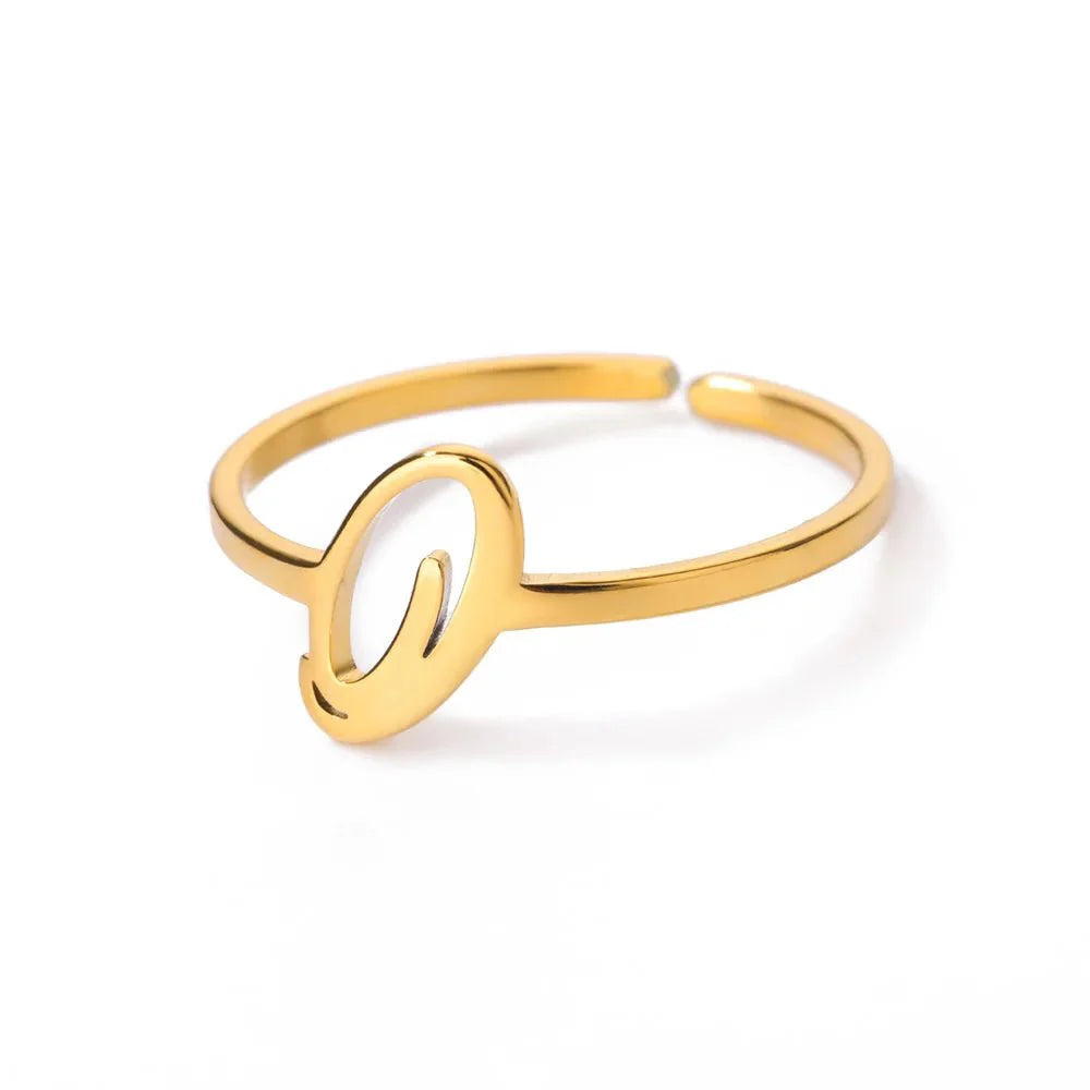 Dainty Adjustable Classy Letter Initial Rings - Aryomi