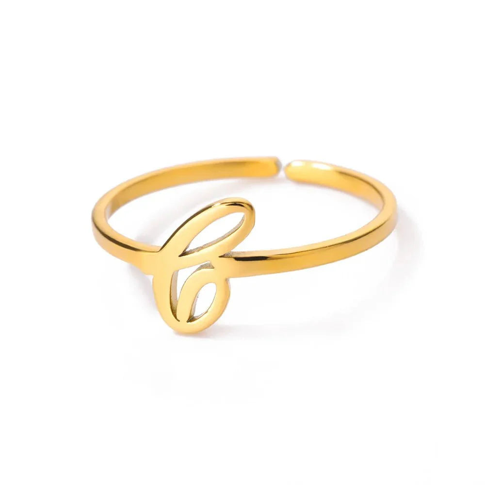 Dainty Adjustable Classy Letter Initial Rings - Aryomi