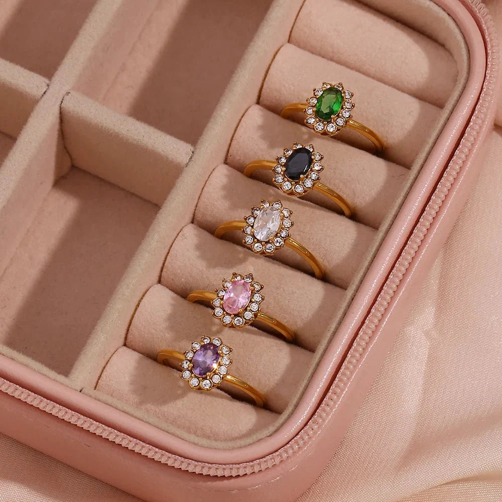 Dainty Adjustable Oval Diamond Rings - Aryomi