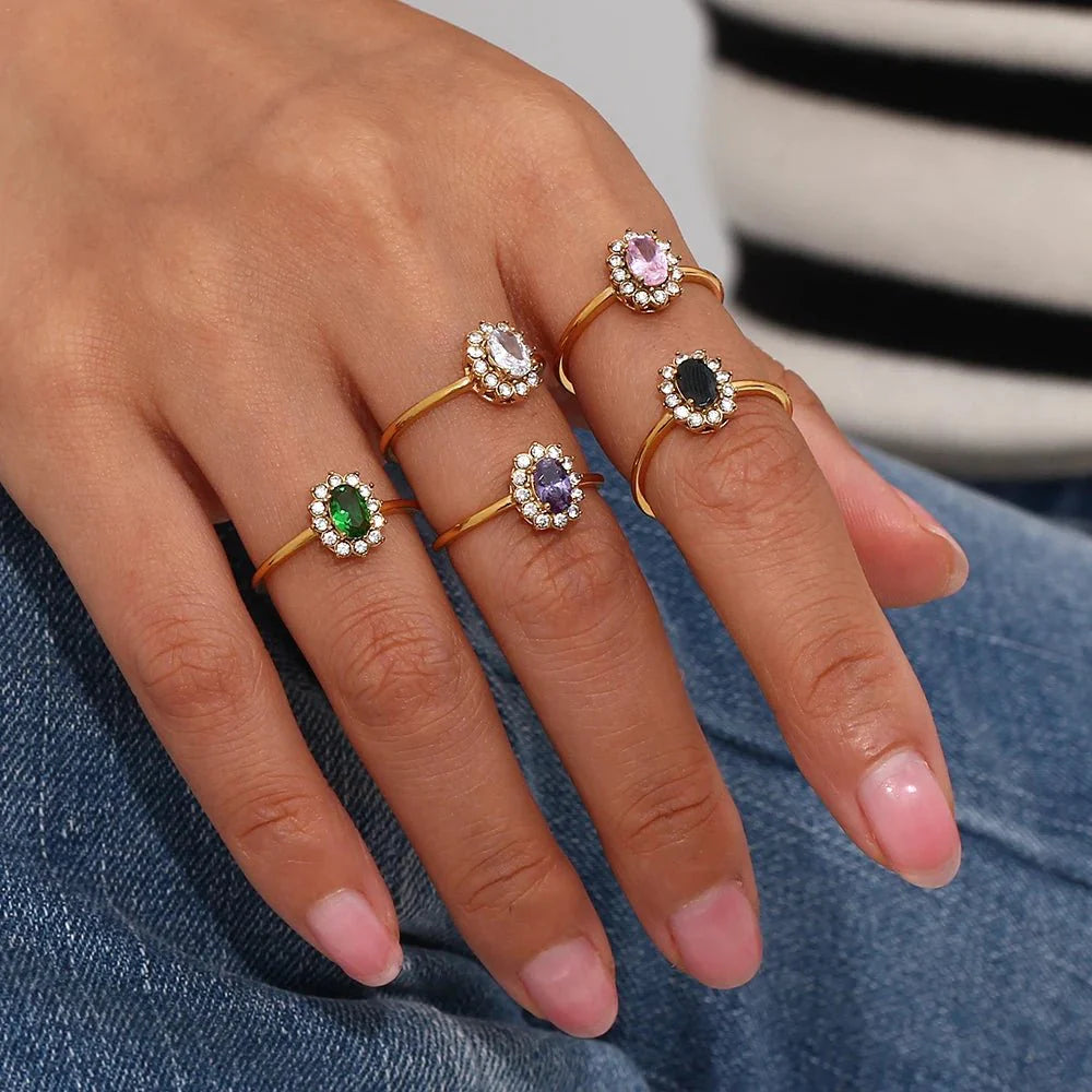 Dainty Adjustable Oval Diamond Rings - Aryomi