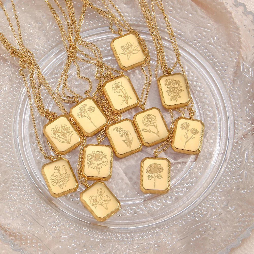 Dainty Birth Month Flower Necklace - Aryomi