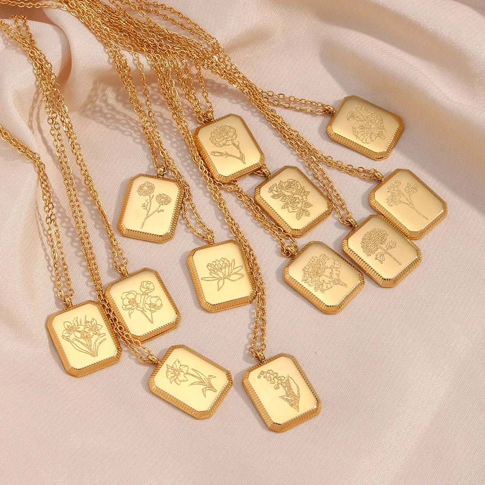 Dainty Birth Month Flower Necklace - Aryomi