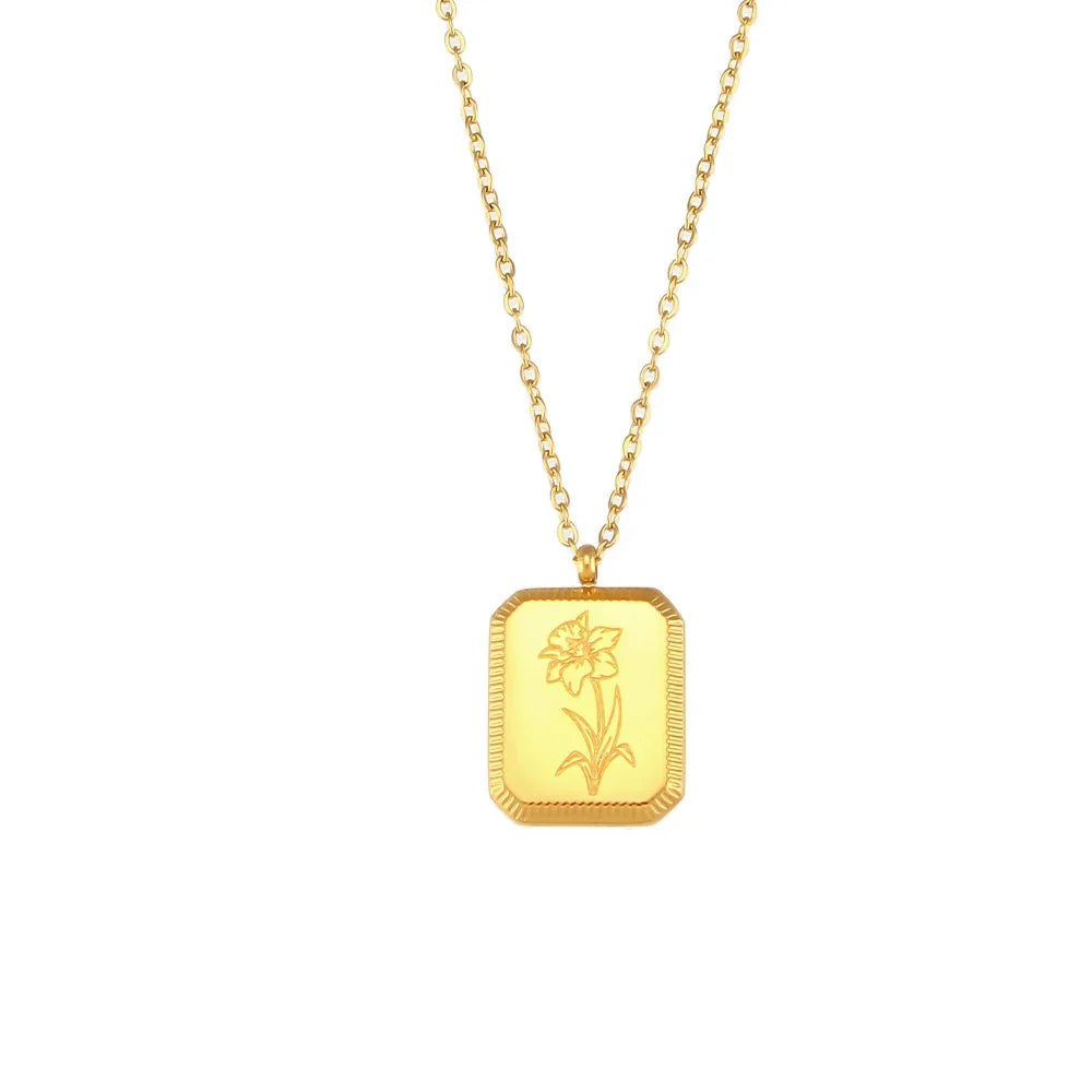 Dainty Birth Month Flower Necklace - Aryomi