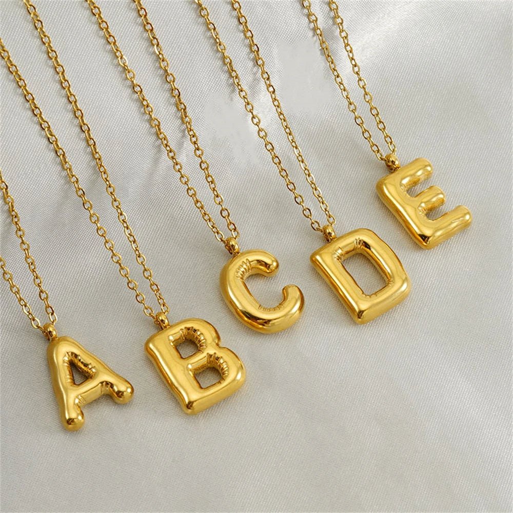 Dainty Bubble Letter Initial Necklace - Aryomi