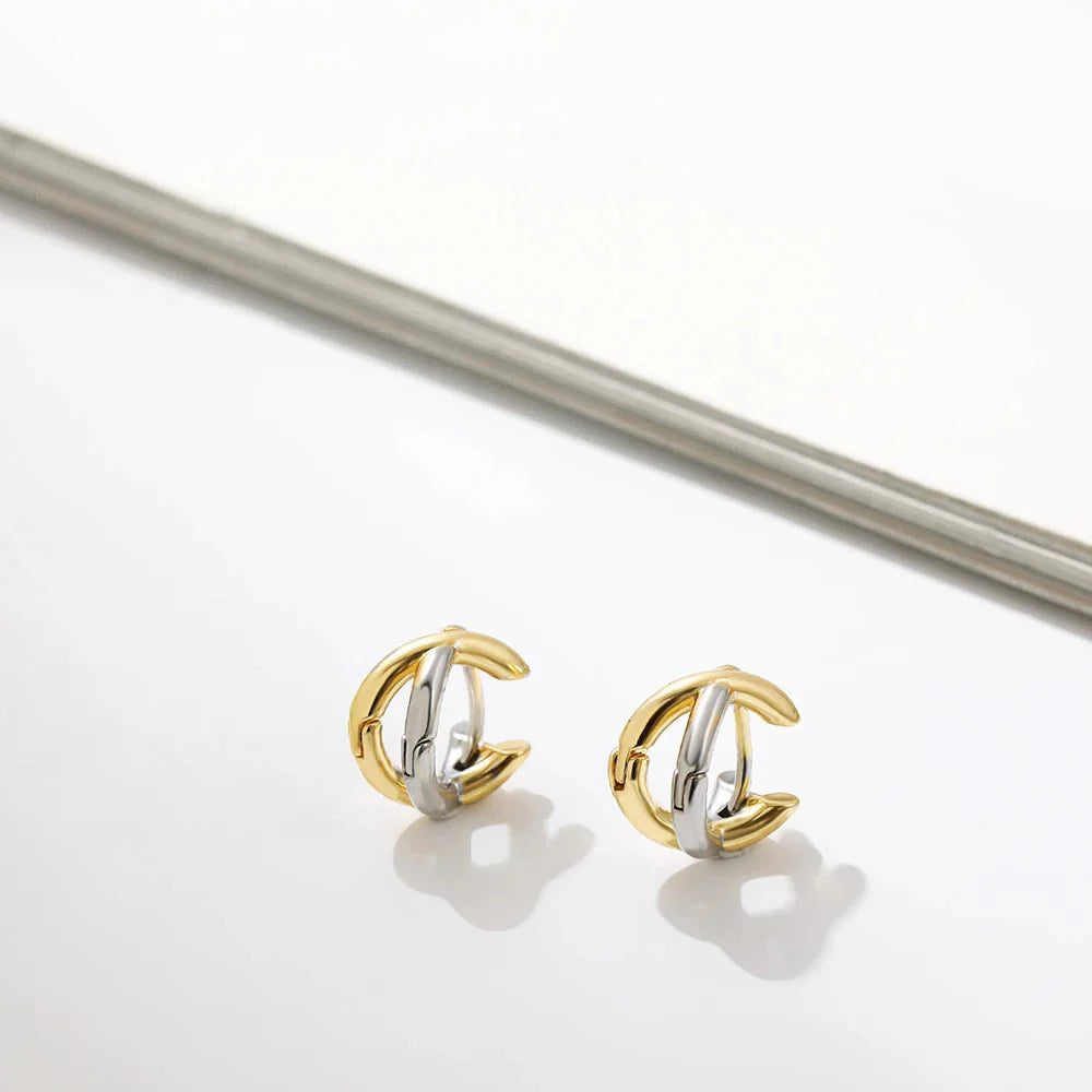 Dainty Criss Cross Contrast Earrings - Aryomi