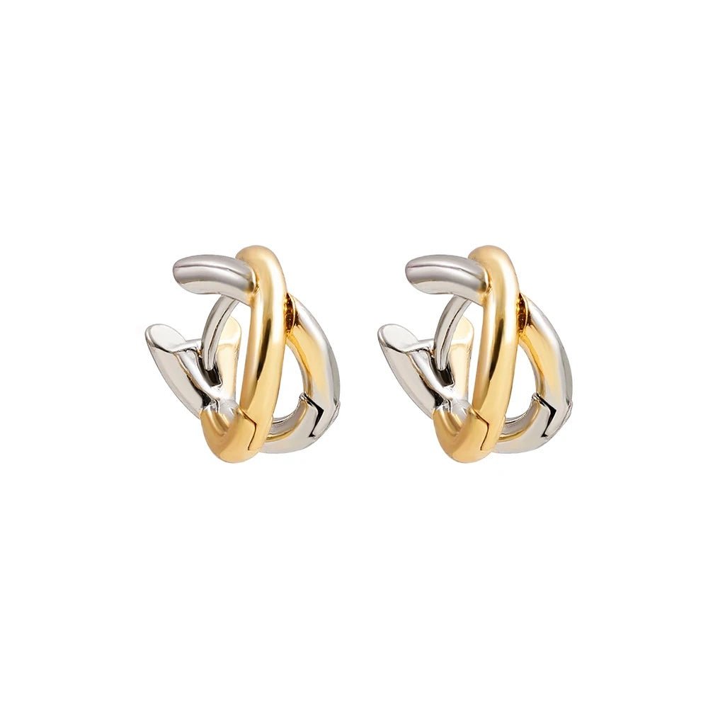 Dainty Criss Cross Contrast Earrings - Aryomi