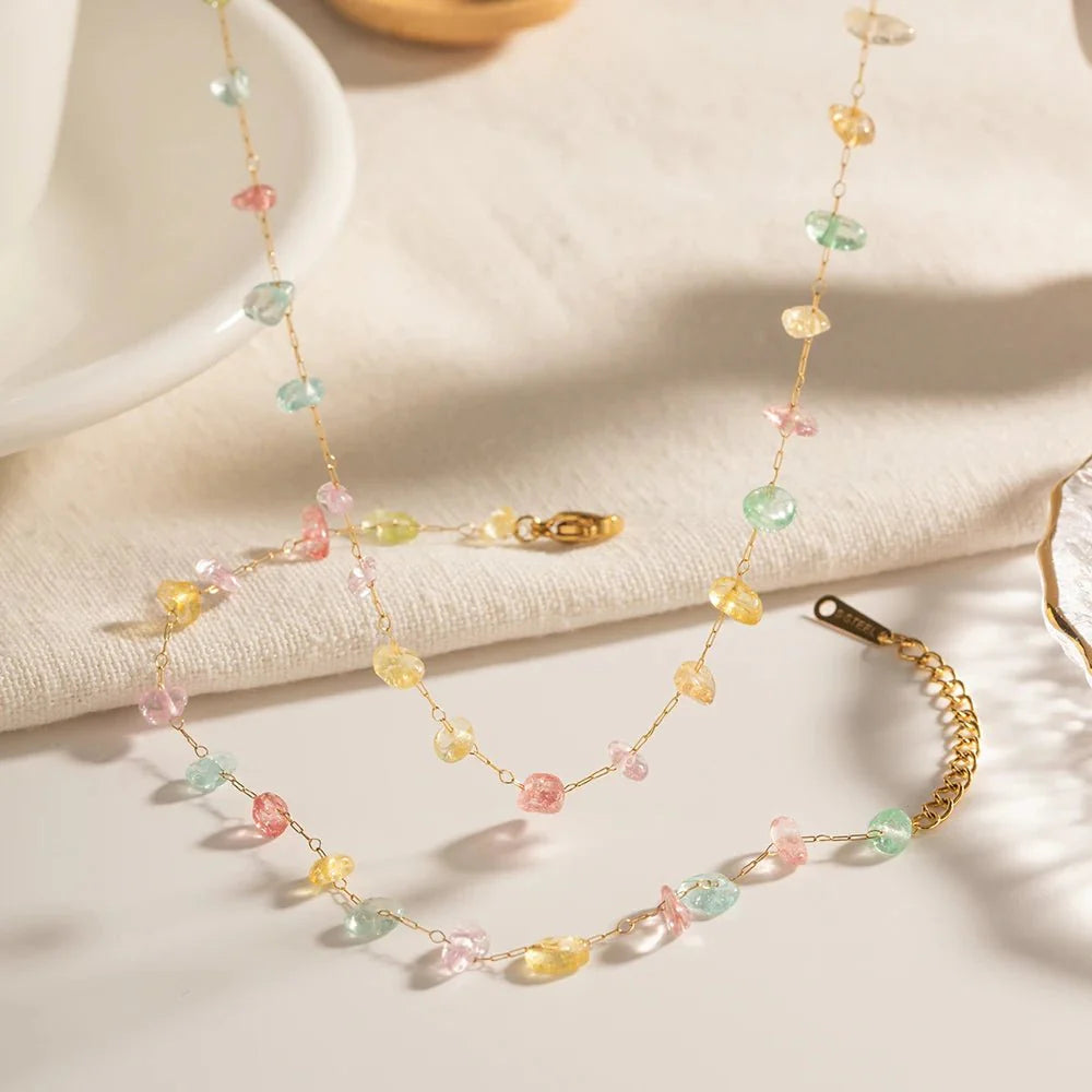 Dainty Crystal Bracelet and Necklace Set - Aryomi