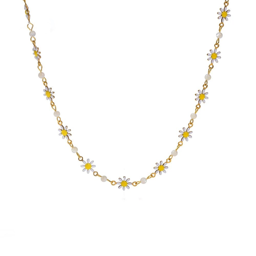 Dainty Daisy Floral Bracelet Necklace and Earrings Set - Aryomi