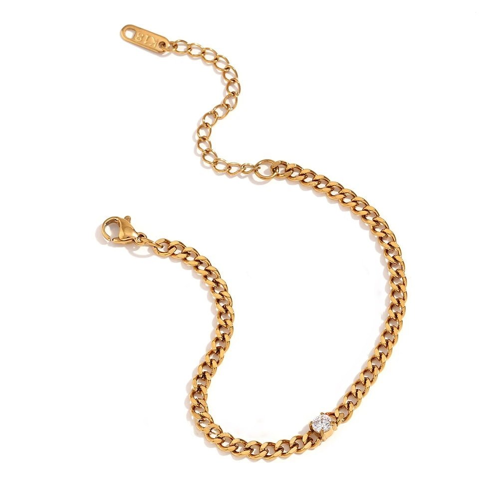Dainty Diamond Set Gold Cuban Bracelets - Aryomi