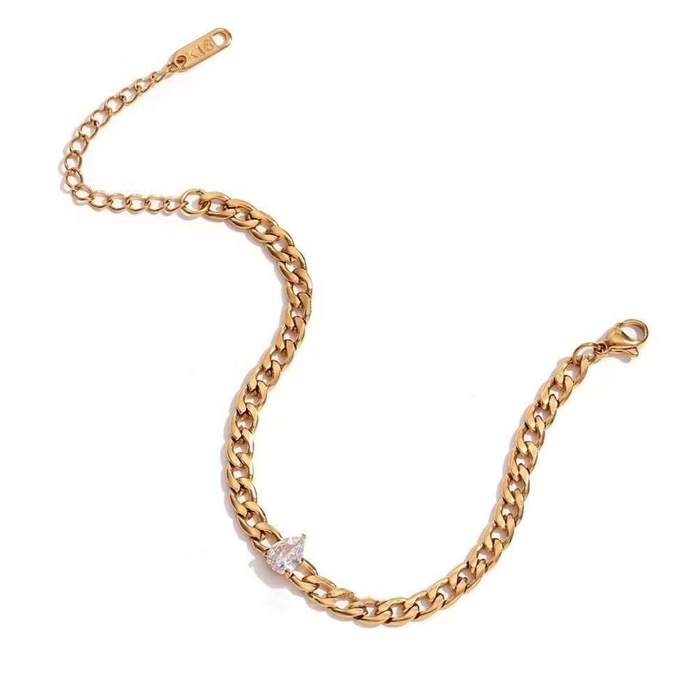 Dainty Diamond Set Gold Cuban Bracelets - Aryomi