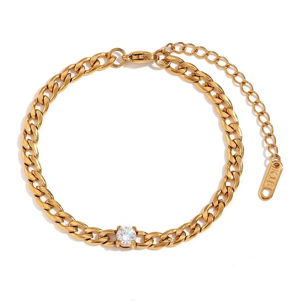 Dainty Diamond Set Gold Cuban Bracelets - Aryomi
