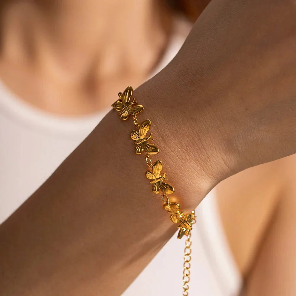 Dainty Feminine Butterfly Wrapped Bracelet - Aryomi