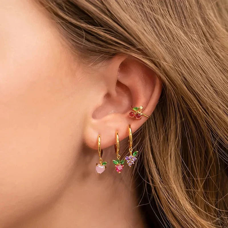 Dainty Fruit Hoop & Stud Earrings - Aryomi