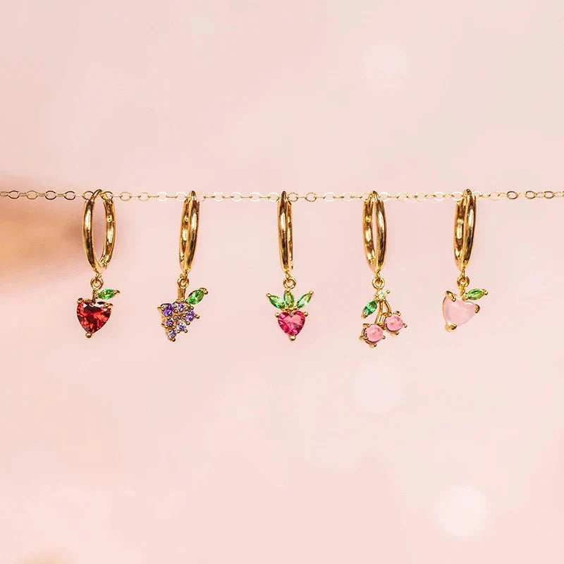 Dainty Fruit Hoop & Stud Earrings - Aryomi