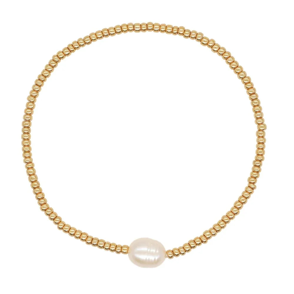 Dainty Gold Beaded Pearl Bracelets - Aryomi