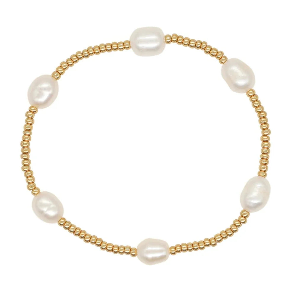 Dainty Gold Beaded Pearl Bracelets - Aryomi