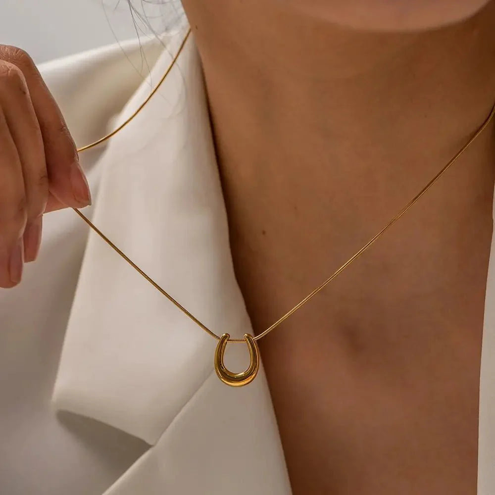 Dainty Lucky Horseshoe Necklace - Aryomi